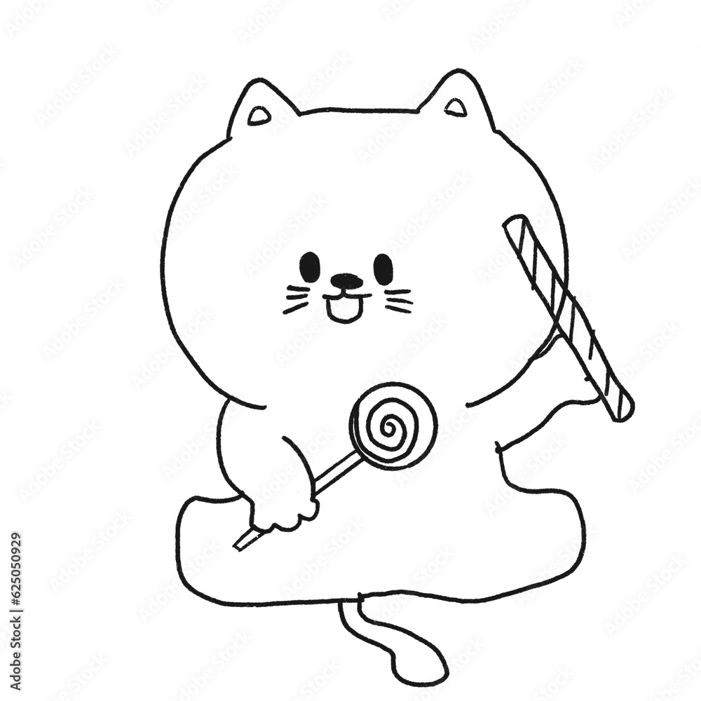 Obraz premium Halloween Cat hand drawn