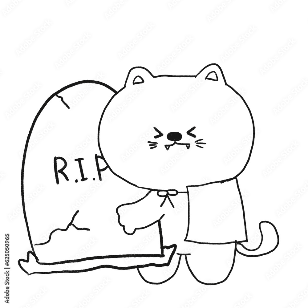 Obraz premium Halloween Cat hand drawn