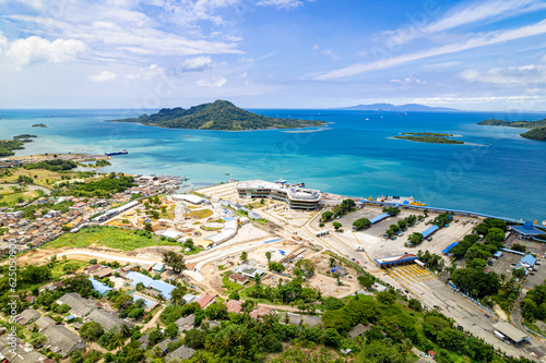 Aerial of Bakauheni Port near Bandar Lampung