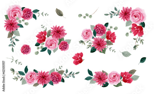 pink floral watercolor arrangement collection