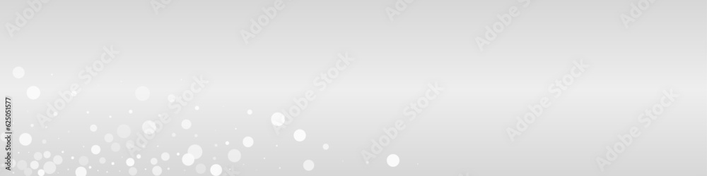 White Snowfall Vector Grey Panoramic Background.
