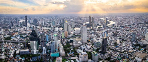 Aerial view of Sathorn and Saphan Taksin districts in Bangkok, Thailand photo