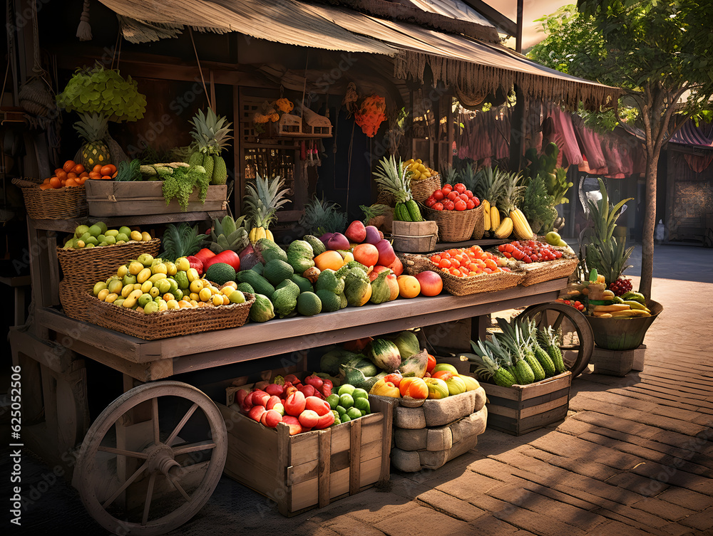 Fresh vegetables on market stall