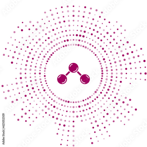 Purple Molecule icon isolated on white background. Structure of molecules in chemistry, science teachers innovative educational poster. Abstract circle random dots. Vector