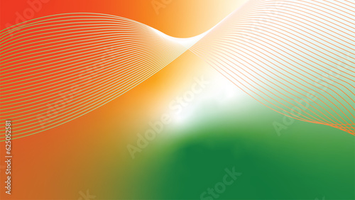 Billede på lærred orange white green tech wavy lines abstract gradient background