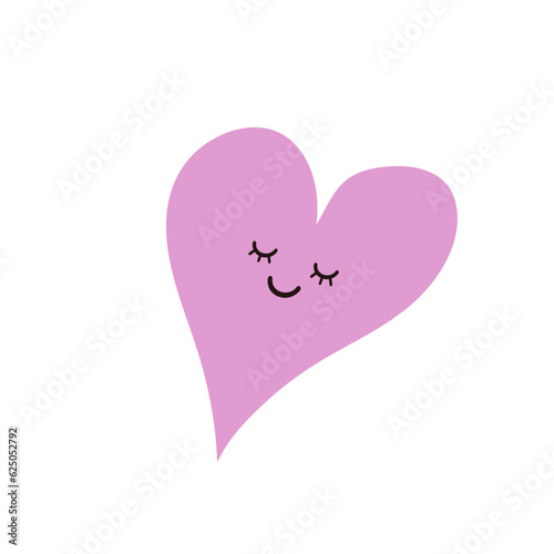Vintage Style Minimalist Purple Valentine s Heart with Smiling Face - Multi Purpose Template Isolated on White Background  Illustration in Editable Vector Format