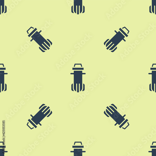 Blue Water filter icon isolated seamless pattern on yellow background. System for filtration of water. Reverse osmosis system. Vector