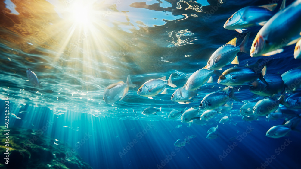 Fototapeta premium Fish in blue ocean water