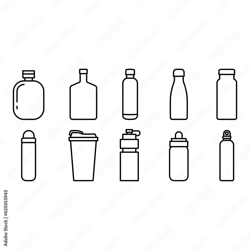 Flask vector icon set. Thermos illustration sign collection. Bottle symbol or logo.
Flask vector icon set. Thermos illustration sign collection. Bottle symbol or logo.
