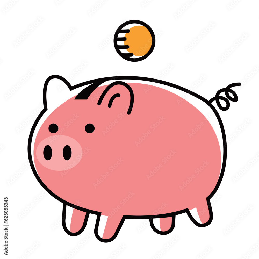 Fototapeta premium piggy bank vector illust with a coin