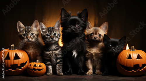 Halloween cats. Generative AI. © Taha