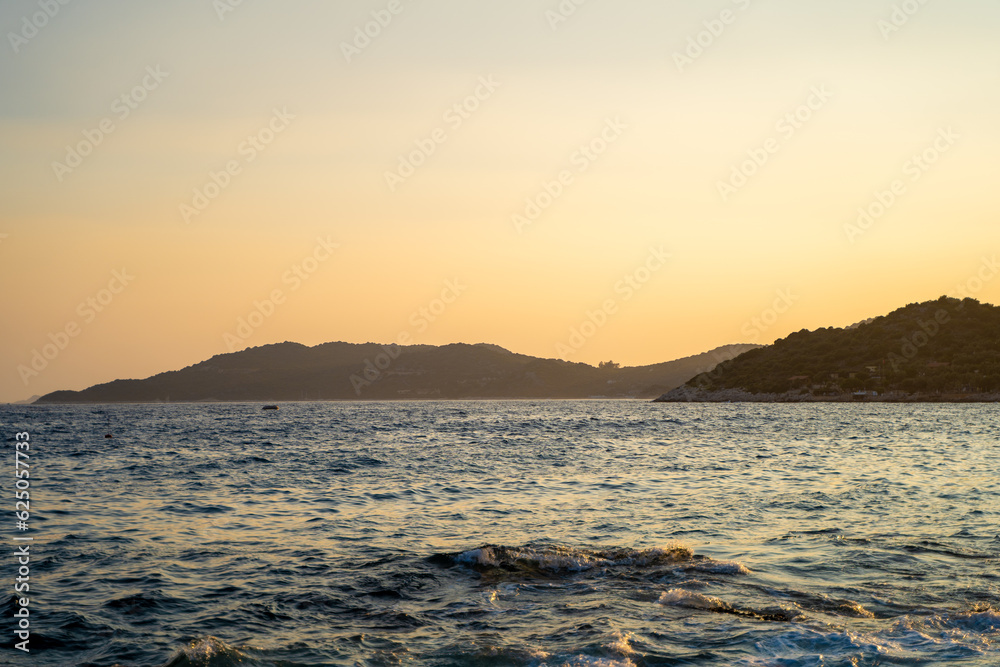 Sea and island view at sunset. Sea and island view at sunset.