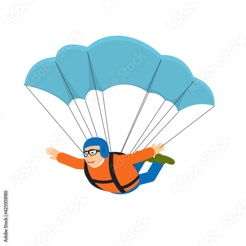 Parachutist. Man jumps with a parachute, vector illustration