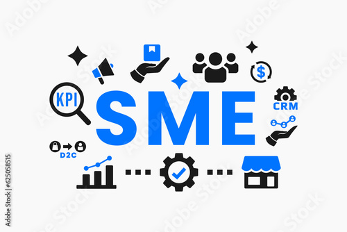SME vector for small and medium enterprise illustration. Best SME vector illustration in flat style. Small and medium enterprise vector illustration for business design element