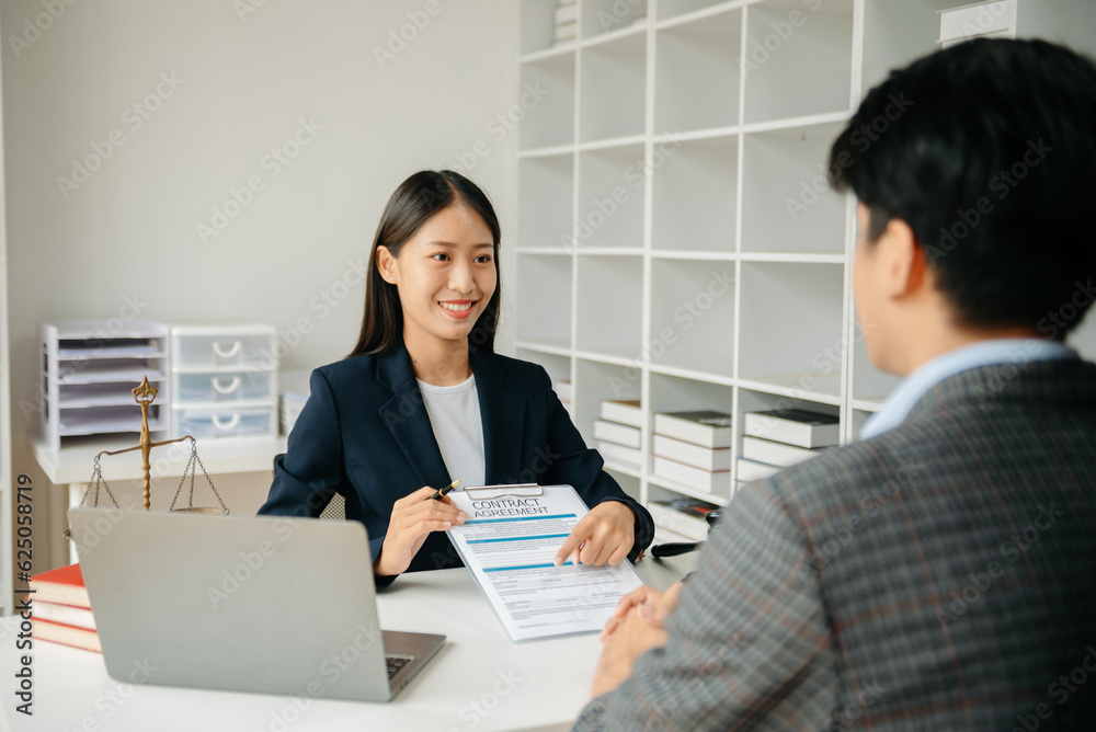 Business and Male lawyer or judge consult having team meeting with client, Law and Legal services concept.Customer service good cooperation in office.