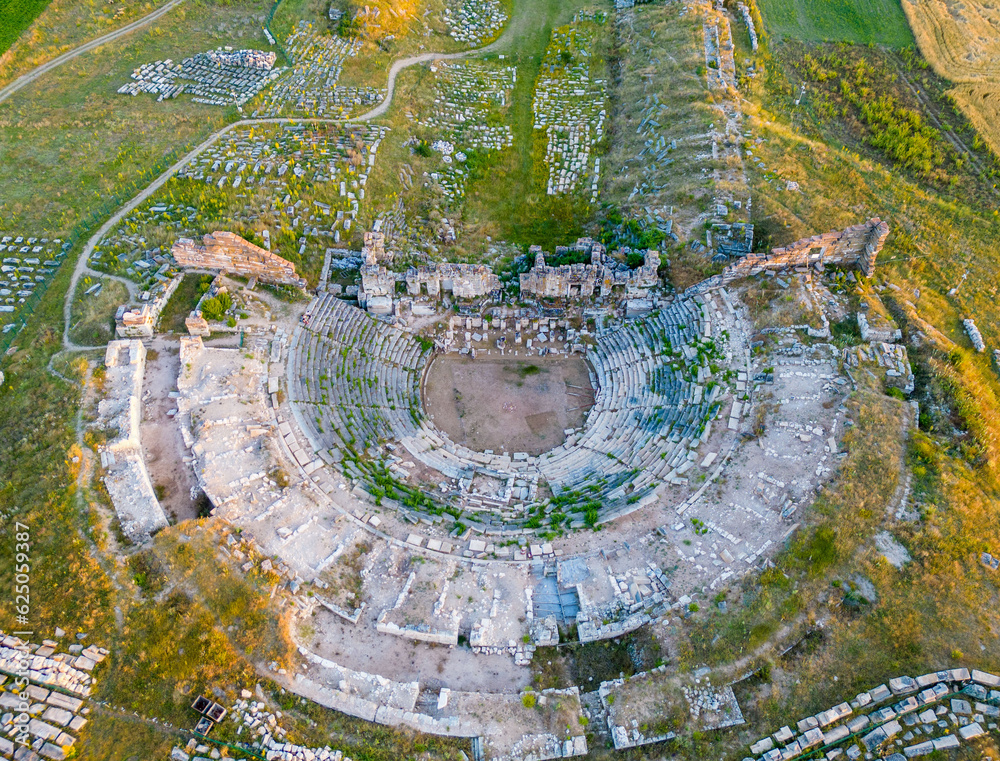 The Aizanoi Ancient City drone view in Kutahya