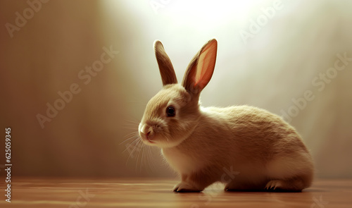 Cute bunny rabbit on floor.