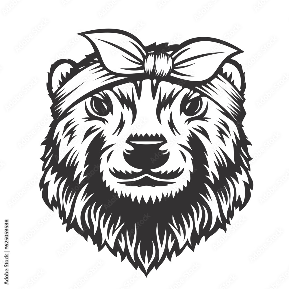 Obraz premium Beaver headband bandana line art. Farm Animal. Beaver logos or icons. vector illustration