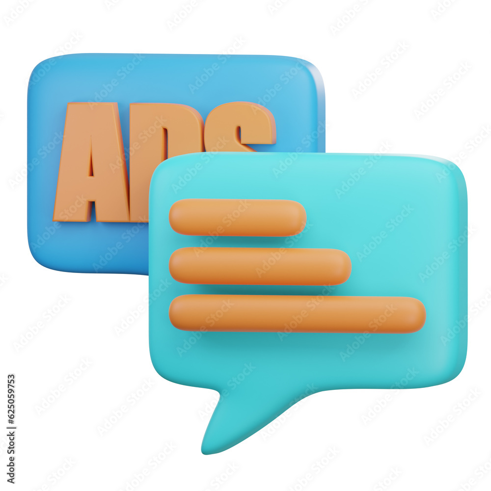 3d icon of ads chat. Marketing and Advertising Illustration. 3d icon of ads chat. Marketing and Advertising Illustration.