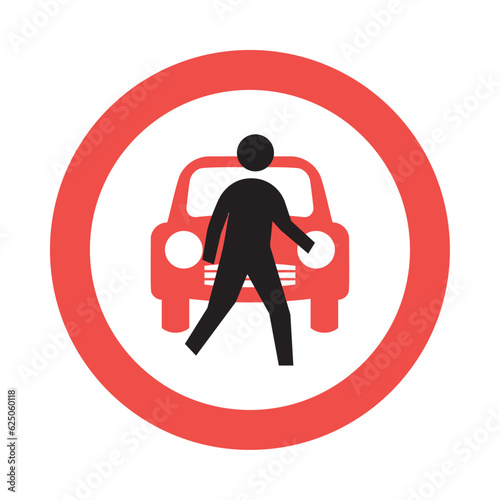 Pedestrian priority zone. Flat Pedestrian zone vector icon illustration isolated on white background. Vector.
