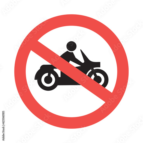 No motorcycle forbidden sign vector. Hong Kong sign prohibiting thoroughfare for motorcycles. Vector.