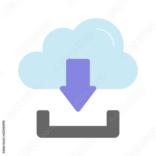 Downward arrow with cloud showing concept vector of cloud download in trendy style