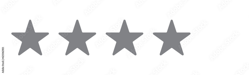 Four stars icon grey colors. Customer rating feedback concept from the client about employee of website. rating design of the object. For mobile applications. Vector illustration Four stars icon grey colors. Customer rating feedback concept from the client about employee of website. rating design of the object. For mobile applications. Vector illustration