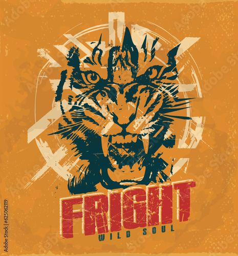 wild tiger, grunge, splash, fashion tee graphic.