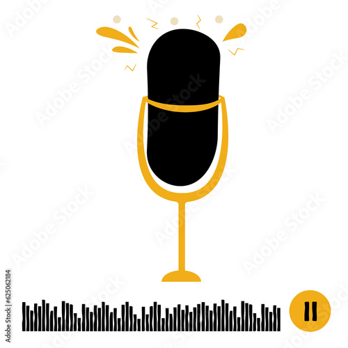 microphone icon. sound spectrum and microphone. 
