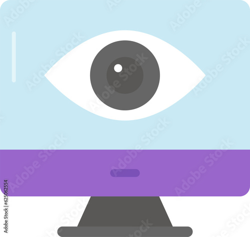 An eye inside the monitor screen showing concept icon of monitoring in trendy style