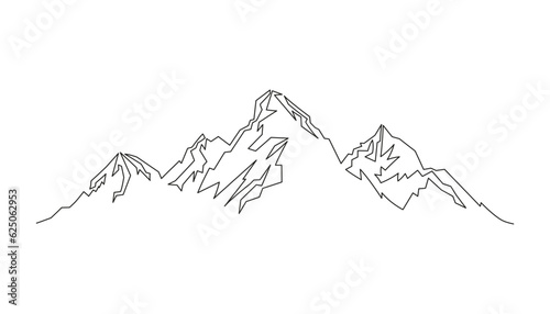 Mountain landscape in one line. One continuous mountain line. Vector illustration