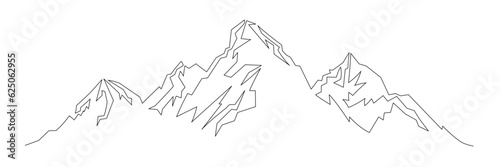 Mountain landscape in one line. One continuous mountain line. Vector illustration