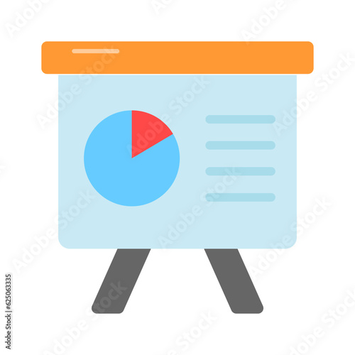Pie graph on board denoting vector of presentation board in modern style