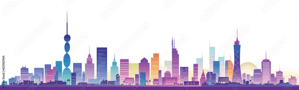 tokyo skyline vector simple 3d smooth cut and paste isolated illustration