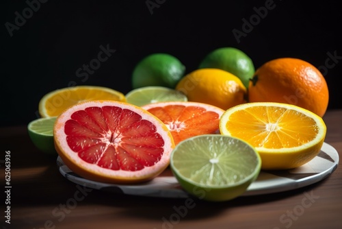 Sliced orange citrus food. Generate Ai