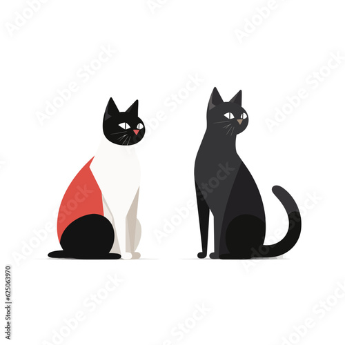 two cats vector flat minimalistic isolated illustration