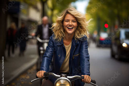 Parisian woman riding a bicycle, generative ai