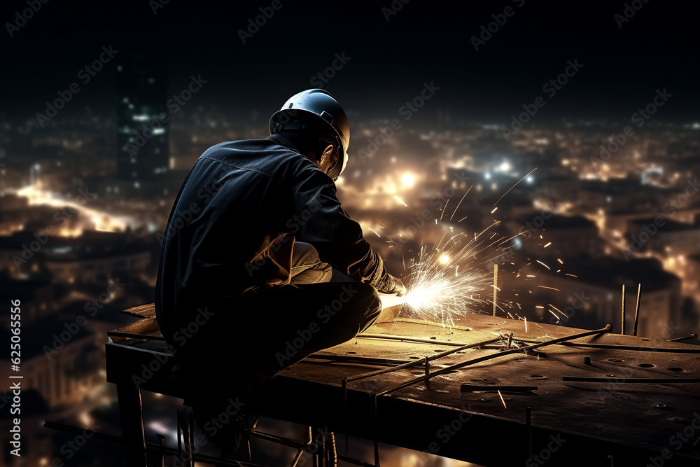 welder is welding metal , industry them bokeh and sparkle background welder is welding metal , industry them bokeh and sparkle background