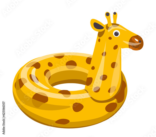 Inflatable balloon or lifebuoy giraffe with neck