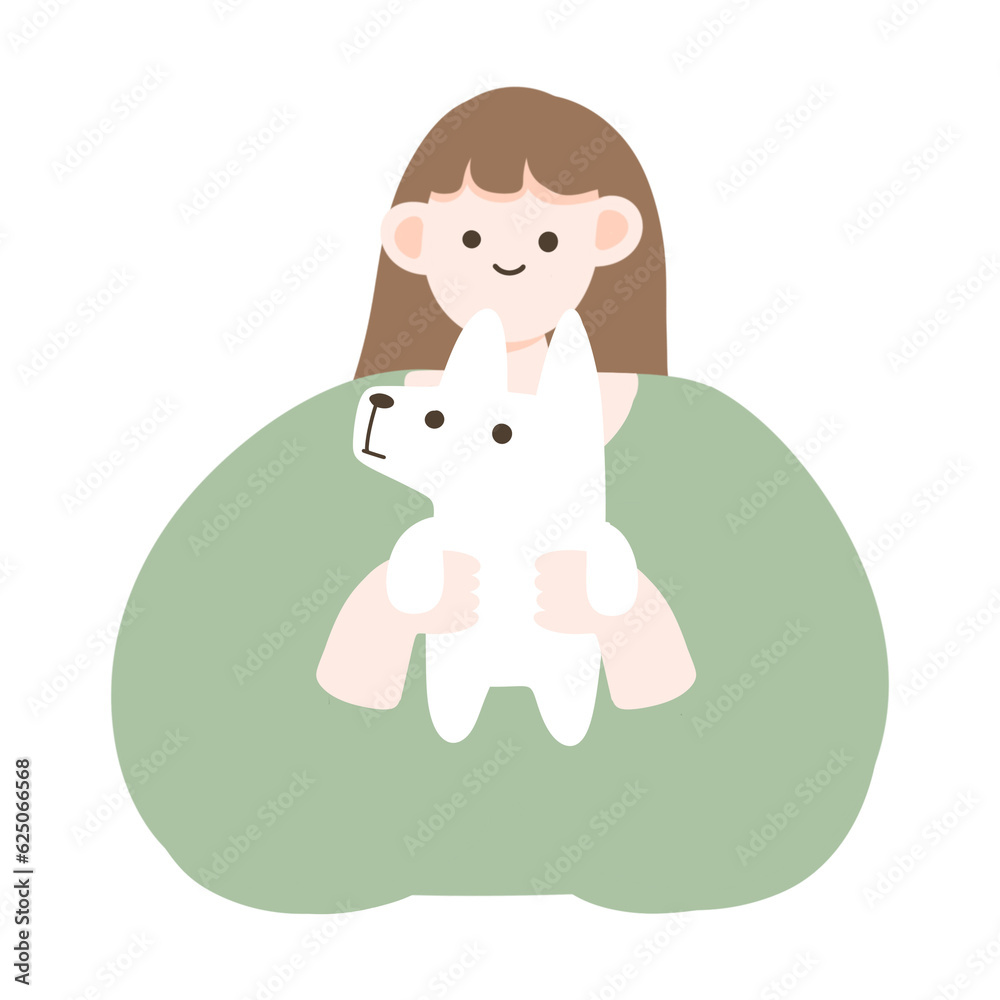 Fototapeta premium Girl smile hug dog ,animal therapy