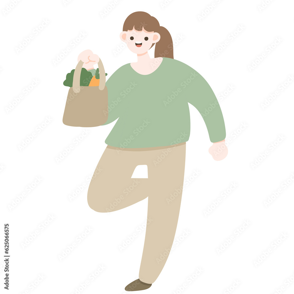 Woman hold cloth bag save world green peace on plastic day Woman hold cloth bag save world green peace on plastic day
