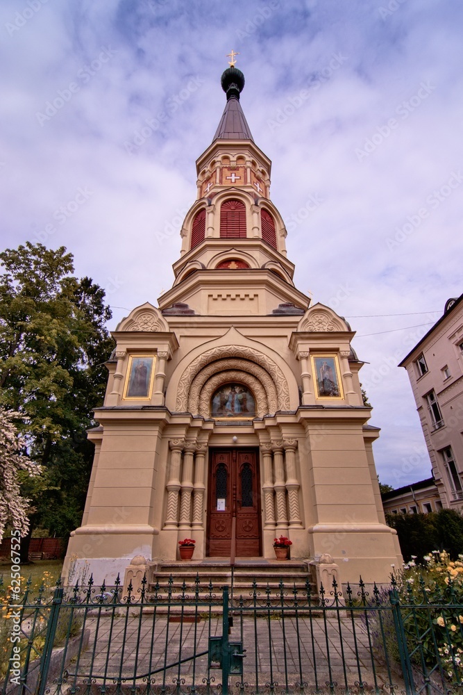 The front side of Orthodox church of Saint Olga in Frantiskovy Lazne, Czech republic