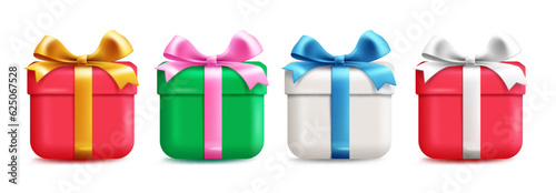 Christmas gifts set vector design. Christmas gift boxes for surprise and present ornament decoration. Vector illustration colorful gifts collection. 