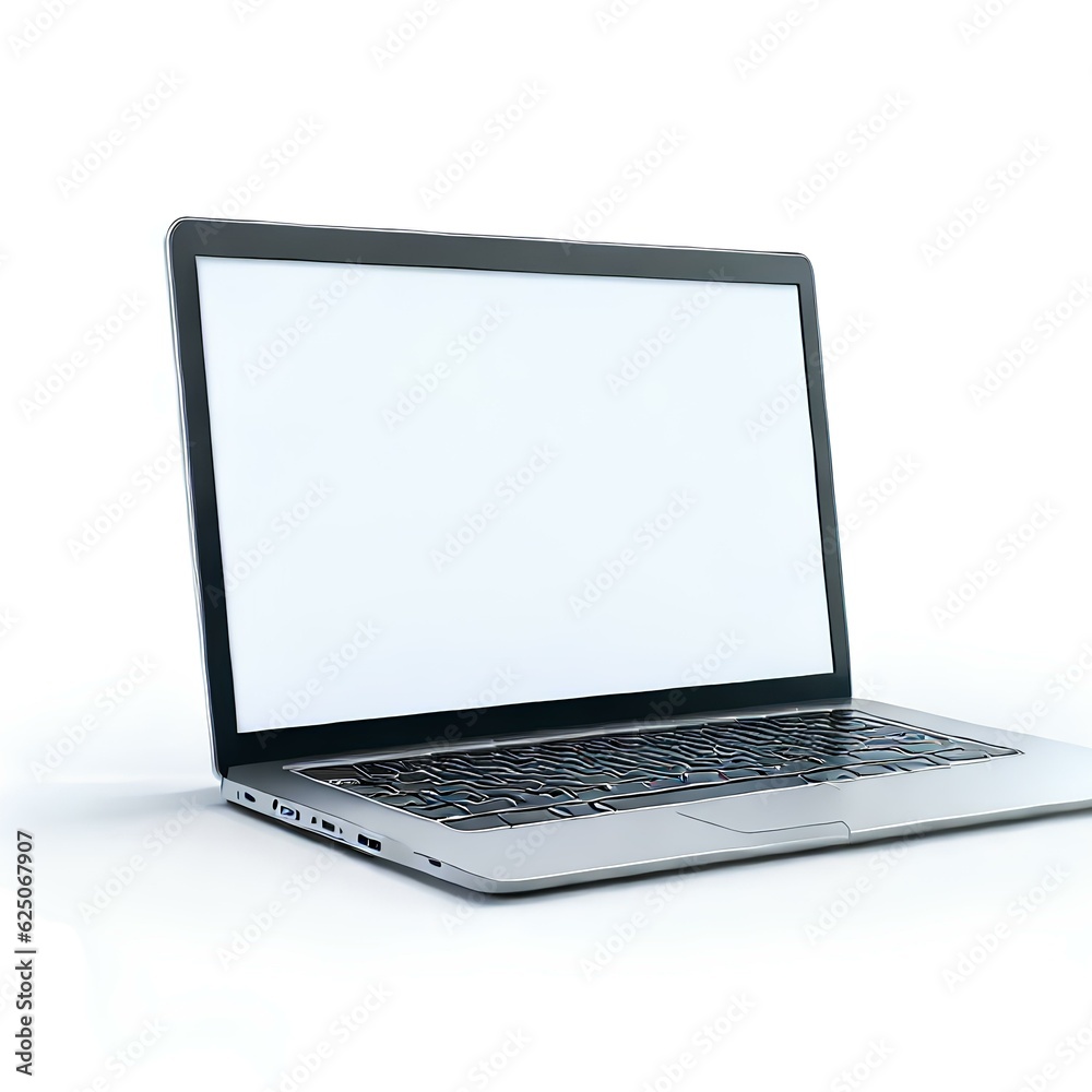 A Laptop isolated on white background. Laptop with empty space Generative AI A Laptop isolated on white background. Laptop with empty space Generative AI