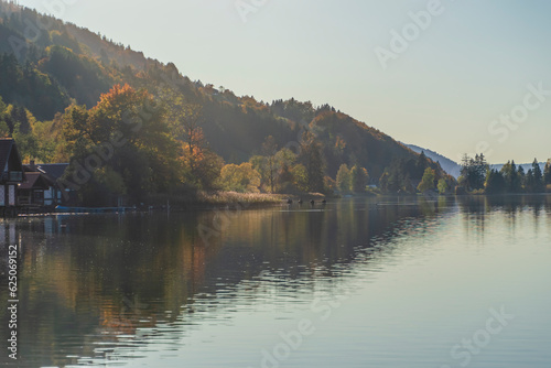 autumn in the mountains, colorful trees and landscape