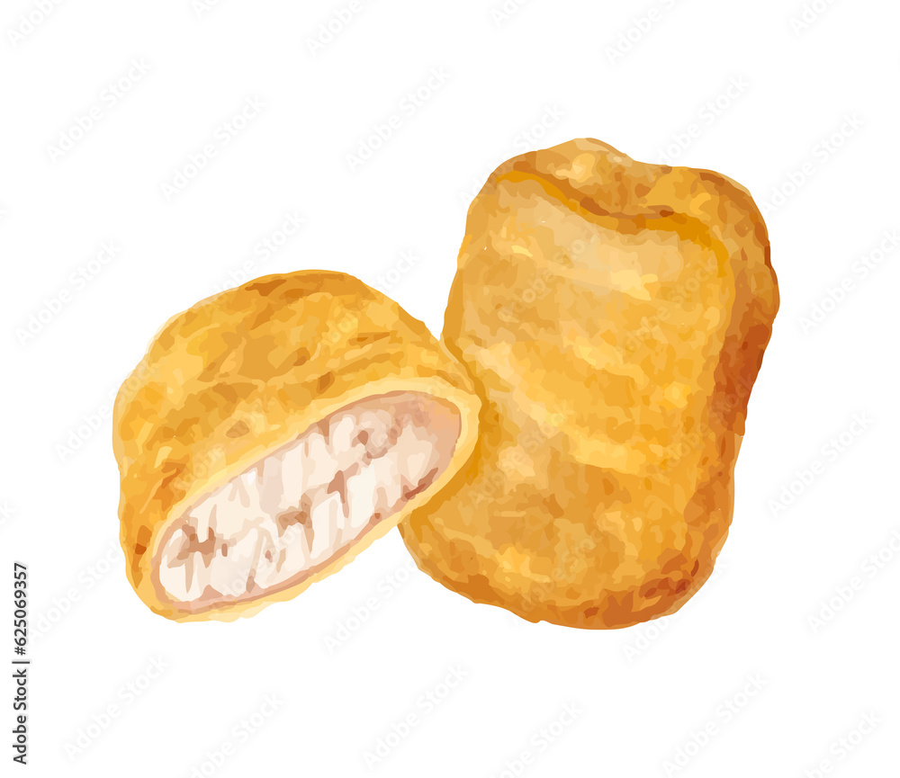 nuggets fast food watercolor nuggets fast food watercolor