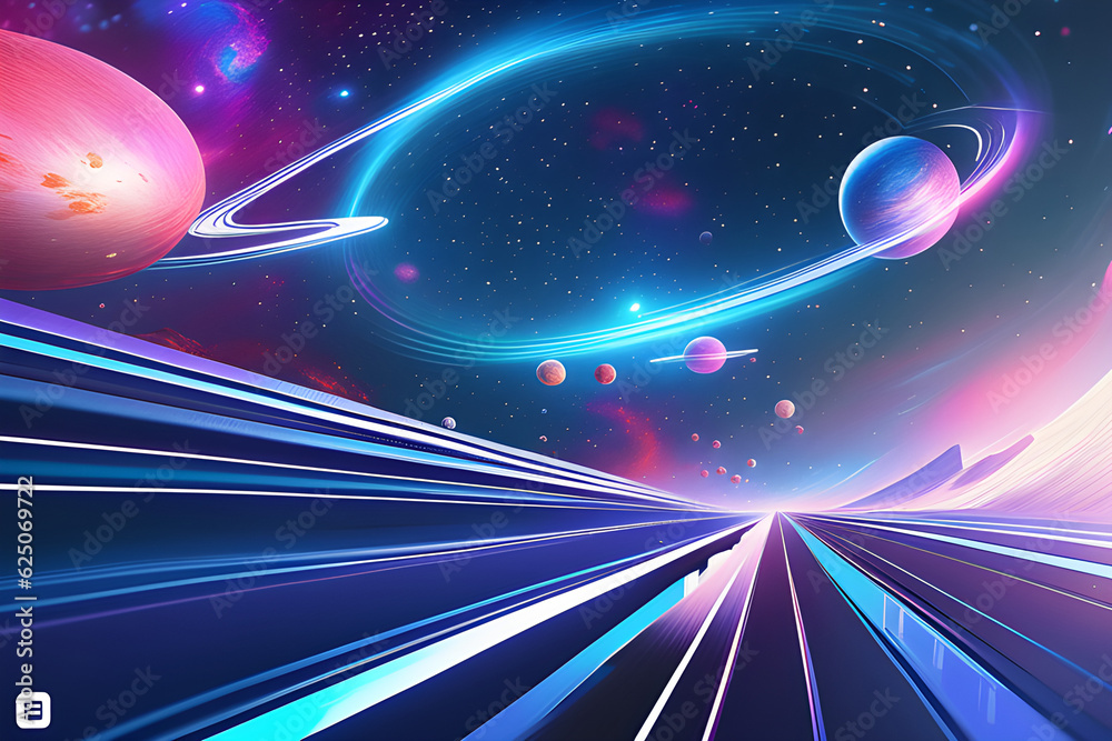 Fototapeta premium planets in the mysterious universe. Generatine AI.