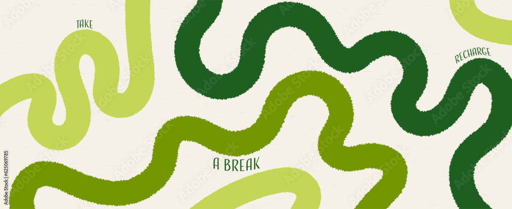 Trendy vibrant patterns. Baby naive illustrations with lines. Simple vector background with texture and fur lines. In green colors. Trendy vibrant patterns. Baby naive illustrations with lines. Simple vector background with texture and fur lines. In green colors.