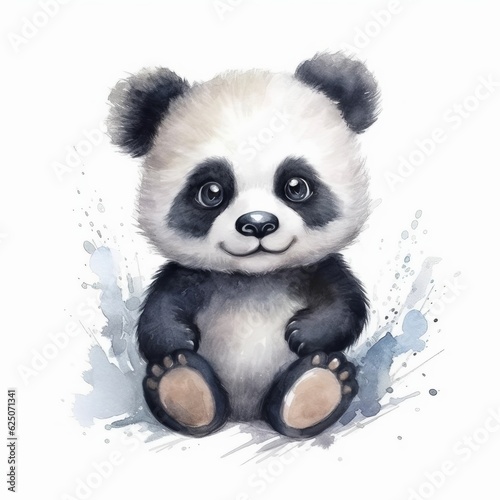 panda baby smiling, watercolor style Generative AI © zolotons