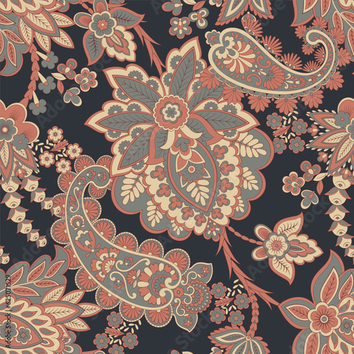 Floral seamless paisley vector pattern